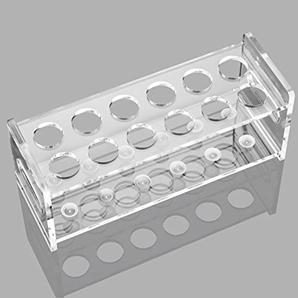 Ackers Transparent Acrylic Test Tube Bottle Small Glass Holder, Built-in Handle,12 (26) Tube Capacity, 1.1" (27mm) Holes for 80ML Test Tubes