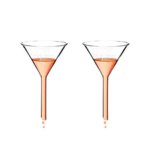 ULAB Scientific 100mm Glass Funnels, Short Stem Diameter 13mm, 3.3 Borosilicate Glass, Heavy Wall, Pack of 2, UGF1010