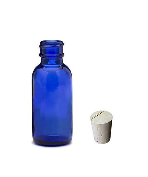 2 oz Cobalt BLUE Glass Bottle with Cork