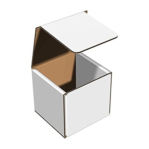 Packaging White Cardboard Shipping Box - Pack of 50, 4 x 4 x 4 Inches, White Corrugated Box, CT444-50