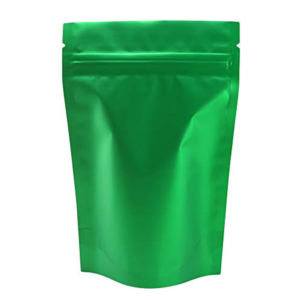 100PCS Matte Double-Sided Colored Stand-Up Resealable QuickQlick Bags (10x15cm (4x6"), Green)