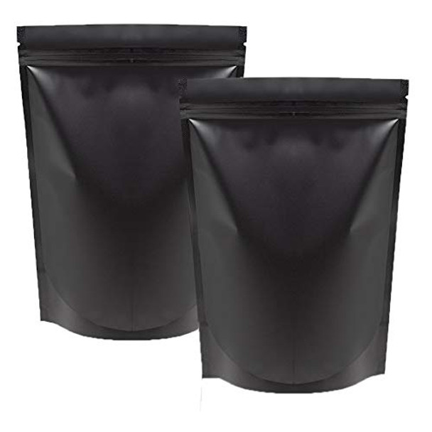 YunKo 100 PACK Black Mylar Bags Resealable Bags Stand Up Foil Ziplock Bags(Black,6x9 Inches)