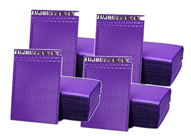 100-Pack #2 (8.5" x 12") Premium Mat Purple Color Self Seal Poly Bubble Mailers Padded Shipping Envelopes (Total 100 Bags)