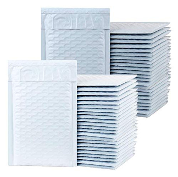 50 (#000) 4" x 8" Pure White Poly Bubble MAILERS Padded Shipping ENVELOPES 4 x 8 - Total 50 Envelopes