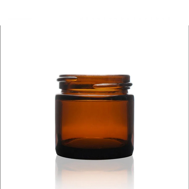 2 oz Amber glass straight-sided round jar with 53-400 neck finish- 168/case