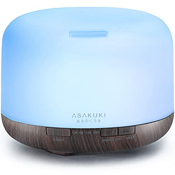 ASAKUKI 500ml Premium, Essential Oil Diffuser with Remote Control, 5 in 1 Ultrasonic Aromatherapy Fragrant Oil Humidifier Vaporizer, Timer and Auto-Off Safety Switch