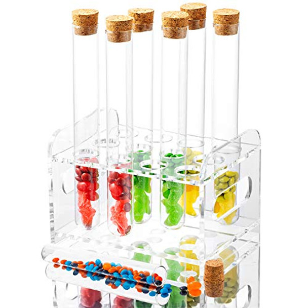 Ackers BORO3.3 Science 12Pcs 20x150mm Glass Test Tubes with Cork Stoppers|1 Rack of Acrylic Material Ackers BORO3.3 Science 12Pcs 20x150mm Glass Test Tubes with Cork Stoppers|1 Rack of Acrylic Material