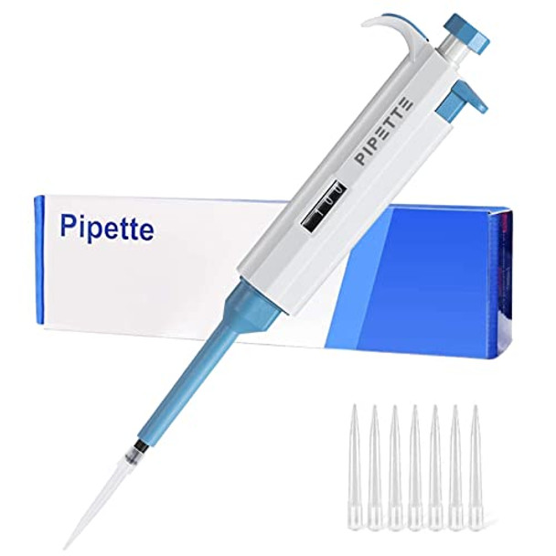 BAOSHISHAN Micropipette Single Channel Pipettor Adjustable Volume Micro Pipette for Scientific Lab and School (10-100ul Bonus 200 Pipette Tips)