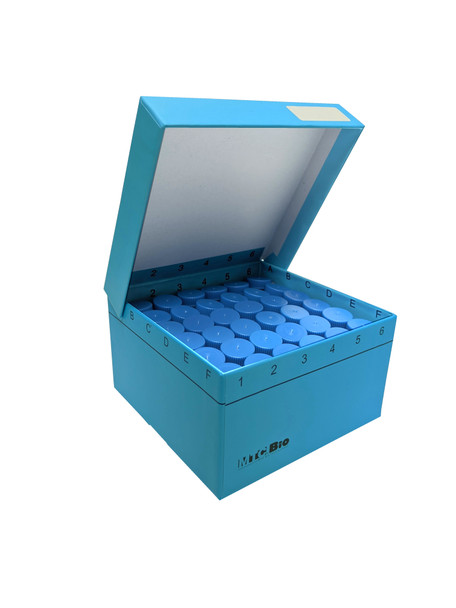 Cardboard freezer box with hinged lid, 3 inch, with insert for 36 srew-cap 5mL MacroTubes, 5.25 x 5.25 x 3 inches, 5/pk