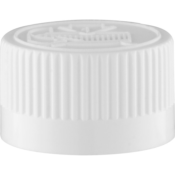 20-400  Neck White PP child-resistant lid with F-217 liner fits 1 and 2 oz bottles