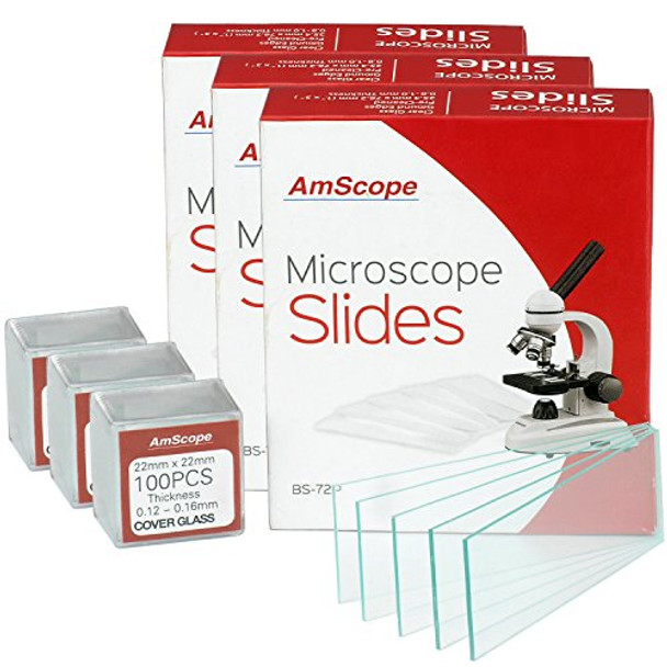 AmScope BS-72P-100S-22 72 Pieces of Pre-Cleaned Blank Microscope Slides (3 Count)