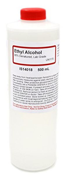 Laboratory-Grade Denatured Ethyl Alcohol, 95%, 500mL - The Curated Chemical Collection - Not for Use on Body or Skin