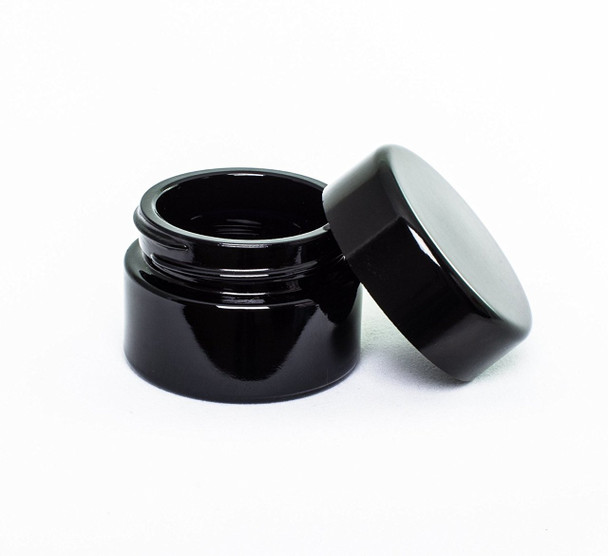 15 ml (0.5 fl oz) Pocket Size Black Ultra Violet Glass Screw Top Jar- Set of 56