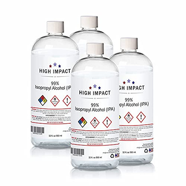 High Impact 99% Isopropyl Alcohol (IPA) 32oz - Made in The USA - Pack of 4