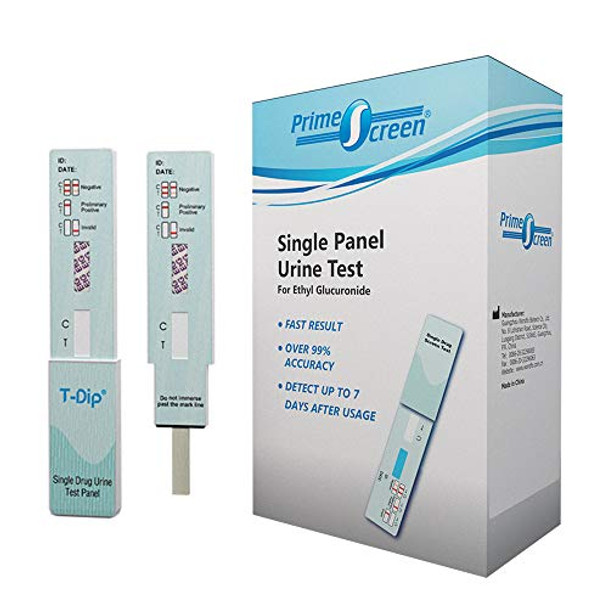 Prime Screen Alcohol ETG Urine Test 10 Pack - at Home Rapid Testing Dip Card Kit - 80 Hour Low Cut-Off 300 ng/mL - WETG-114