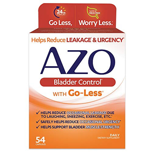 AZO Bladder Control with Go-Less Daily Supplement | Helps Reduce Occasional Urgency* | Helps reduce occasional leakage due to laughing, sneezing and exercise | 54 Count Capsules
