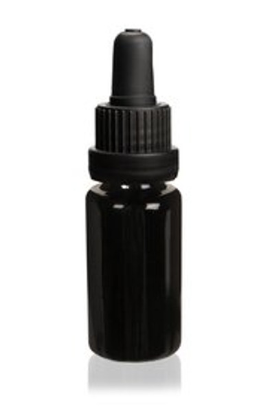 15 ml (0.5 fl oz) Ultra Violet Glass Bottle w/ Tamper Evident Glass Eye Dropper-Set of 138