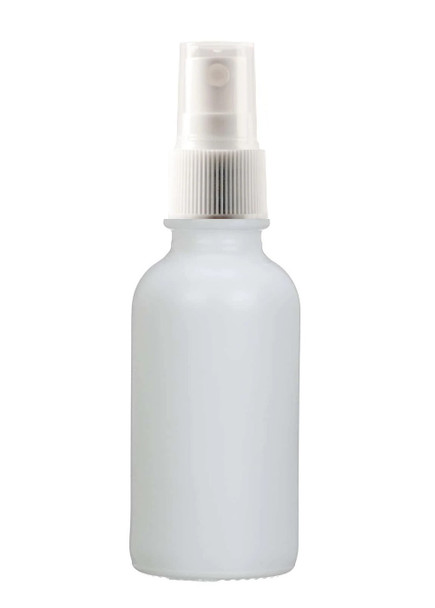 1 Oz Matt White Glass Bottle w/ White Fine Mist Sprayer