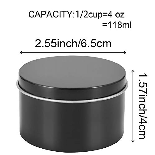 ZOENHOU 60 Pack 4 oz Candle Tins, Round Empty Metal Tins with Lids, Portable Metal Storage Candle Containers, CandleJars for Making Candles, Black ZOENHOU 60 Pack 4 oz Candle Tins, Round Empty Metal Tins with Lids, Portable Metal Storage Candle Containers, CandleJars for Making Candles, Black