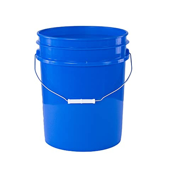 5 Gallon White Plastic Bucket Only - Durable 90 Mil All Purpose Pail - Food Grade Buckets NO LIDS Included - Contains No BPA Plastic - Recyclable - Buckets ONLY (Pack of 6, Blue)