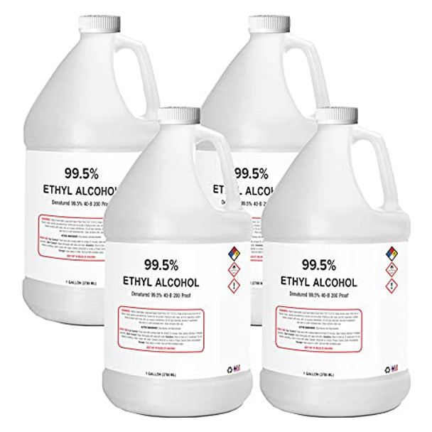 HIGH IMPACT 99.5% Ethyl Alcohol Denatured 40-B 200 Proof Alcohol - Made in The USA - Gallon (Pack of 4)