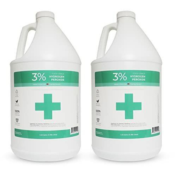PV 3percent Food Grade Hydrogen Peroxide 2 Gallons - No Added Stabilizers - Made in the USA derived from 35percent food grade hydrogen peroxide