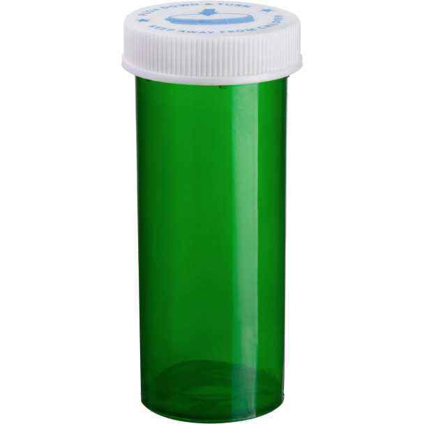 16 Dram Green ScriptPro Aproved Child-Resistant Vials: Case of 270