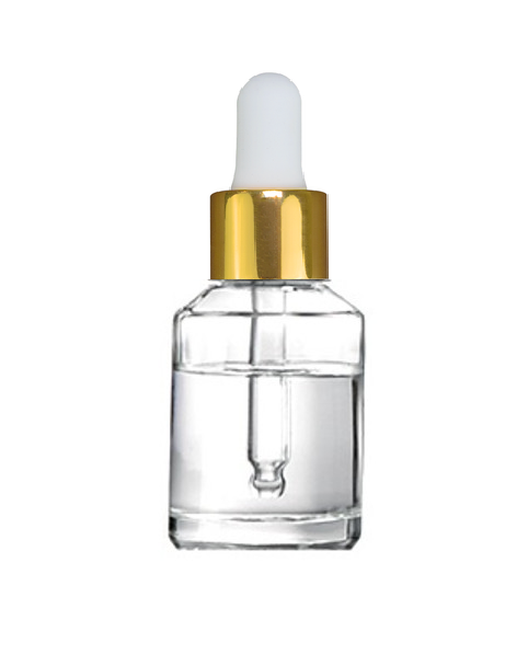 1 Oz Clear Cylinder Slope Glass Bottle w/ White-Shiny Gold Regular Glass Dropper