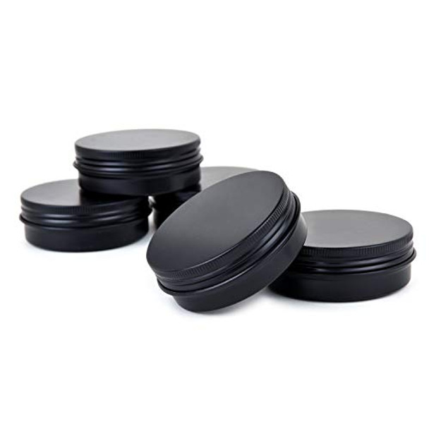 VHOB TMO Aluminum Tin Jars 2Oz 60G Screw Top Round Jars Metal Tin Cans Cosmetic Jar Container Candle Travel Tins Bulk Food Tins Containers with Lids(Black,14 Pack)