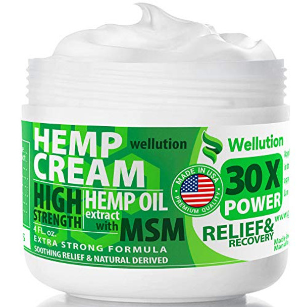 Hemp Cream x30 MSM Power ?? All-Natural Seed Oil Extract - Extra Strength Massage Lotion with Arnica, Menthol and Organic Oils