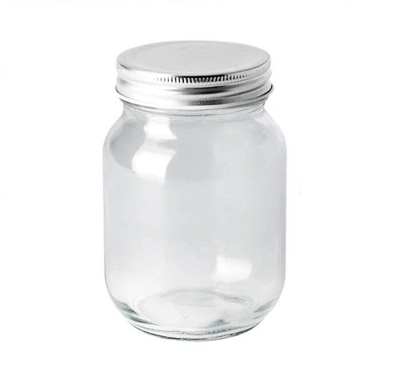 16 oz clear glass Mason jar with SILVER metal with plastisol liner - pack of 12
