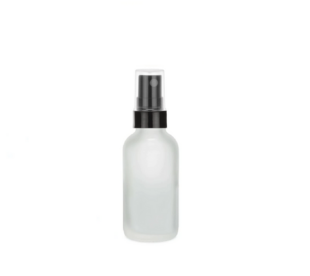 1 oz Frosted Glass Bottle w/ Black Smooth Fine Mist Sprayer