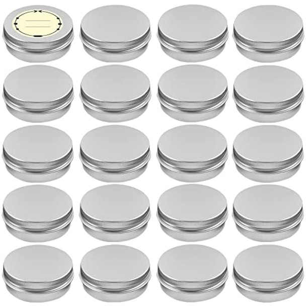TUZAZO 2 oz Aluminum Tin Jar with Screw Lid and Labels, 60 ml Refillable Small Travel Containers for Creams, Balms, Salves, Beauty Products Samples
