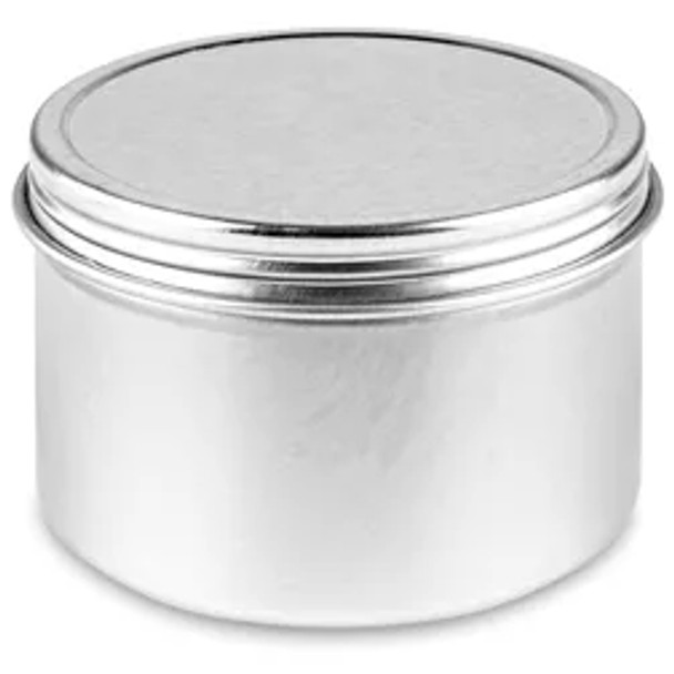 Screw-Top Metal Tins - 4 oz, Deep, Silver- Pack of 48 Screw-Top Metal Tins - 4 oz, Deep, Silver- Pack of 48