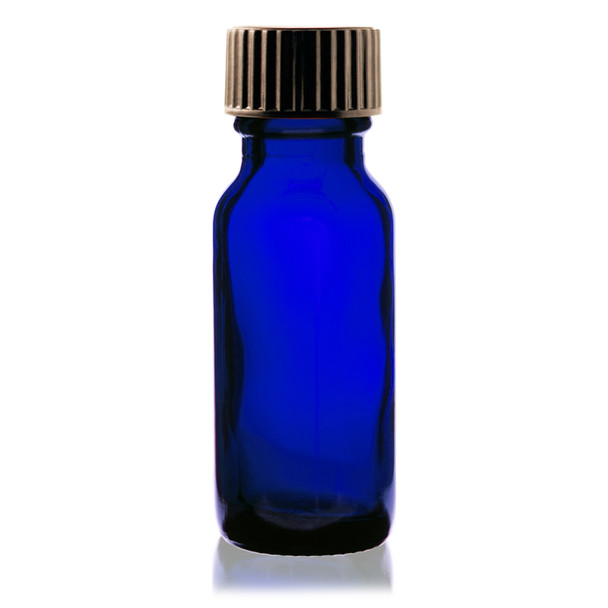 1/2 oz (15ml) Cobalt Blue Glass Bottle - w/ Poly Seal Cone Cap