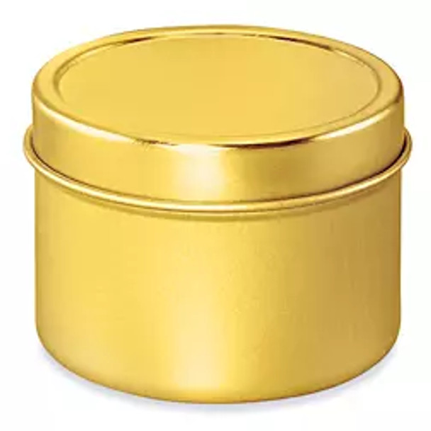 Deep Metal Tins - Round, 2 oz, Solid Lid, Gold- Pack of 48