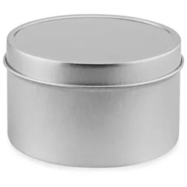 Deep Metal Tins - Round, 10 oz, Solid Lid, Silver-Pack of 48