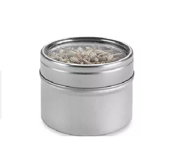 Deep Metal Tins - Round, 2 oz, Window Lid, Silver-Pack of 48