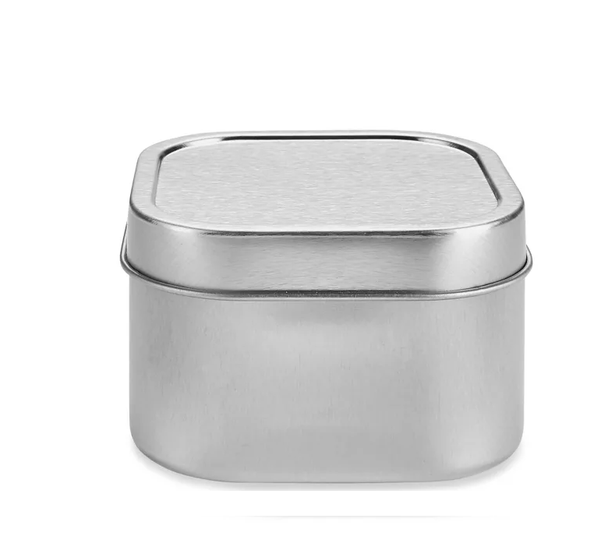 Deep Metal Tins - Square, 12 oz, Solid Lid, Silver-Pack of 48