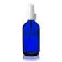 4 oz Cobalt BLUE Glass Bottle w/ Smooth White Fine Mist Sprayer