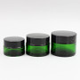 1 oz Glass Green Cream Jar with White Insert and Black Lid