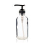 4 oz CLEAR Boston Round Glass Bottle (22-400) - w/ Black Pump