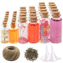 44pcs Mini Glass Jars Bottles with Cork Stoppers Wish Bottles（20pcs 5ml and 12pcs 10ml and 12pcs 20ml）,50pcs Eye Screws,30 Meters Twine and 2pcs Funnel