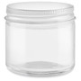 2 oz Straight-Sided Glass Jars - White Metal Lid - 24/case