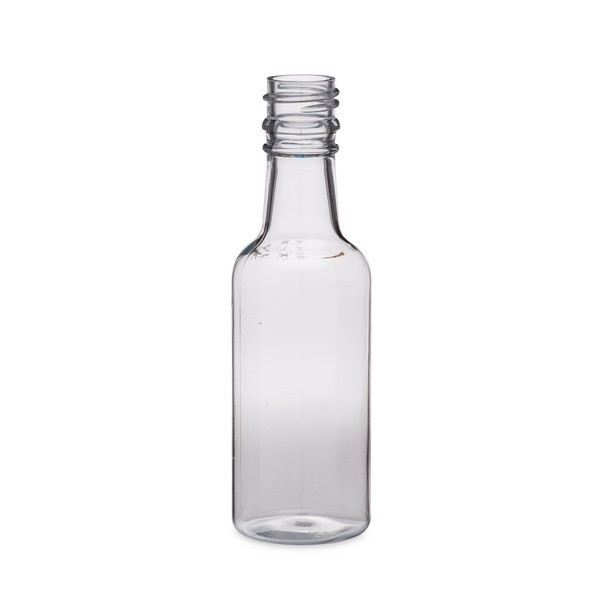 50 ml Clear PET Plastic Mini Liquor Bottles (White TamperEvident Cap
