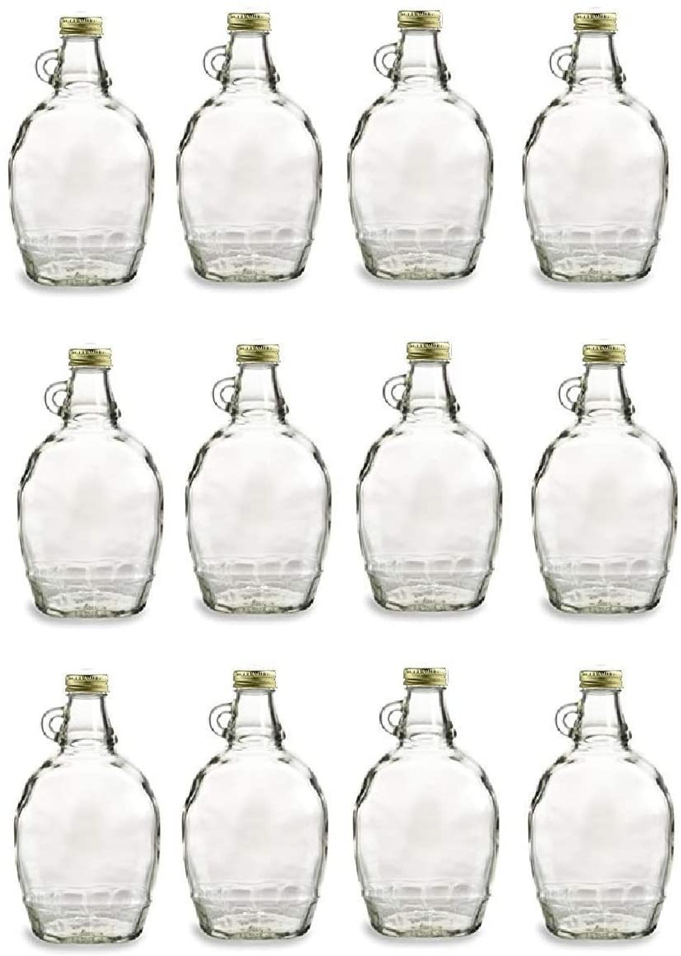 12 Ounce, 12 Pack, Empty Glass Syrup Bottles For Canning, with Metal
