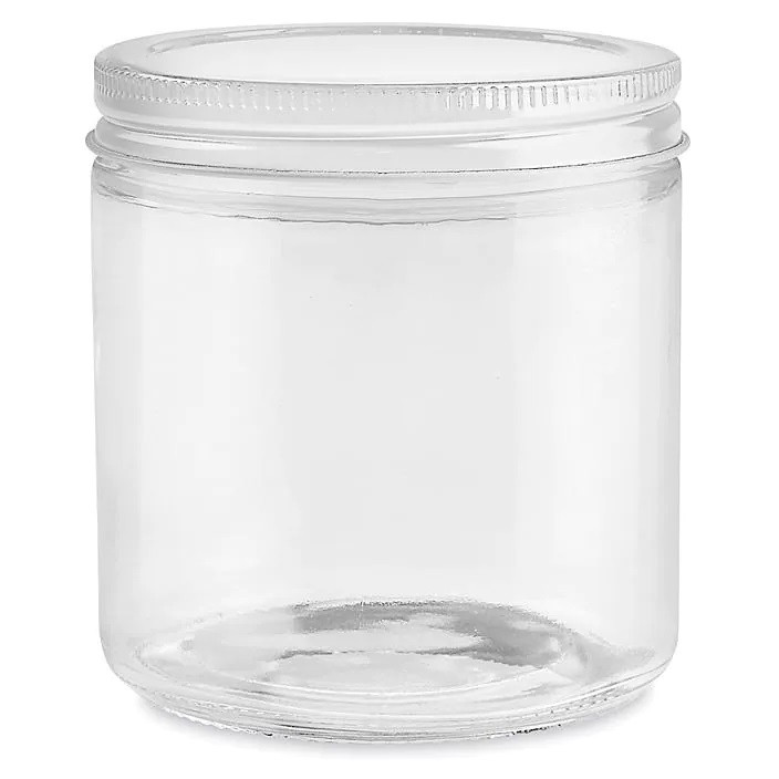 2 oz StraightSided Glass Jars Black Metal Lid 24/case