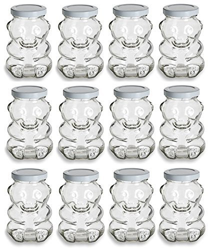 9 oz Glass Bear Jar with Plastisol Lined Lids