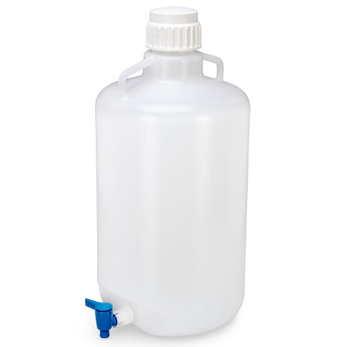 Carboy, Round with Spigot and Handles, PP, White PP Screwcap, 25 Liter ...