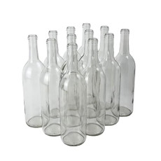 FastRack - W5 Wine Bottles, Bordeaux Liquor Bottles, 12 Clear Wine Bottles, 750 ml Empty Bottles, Empty